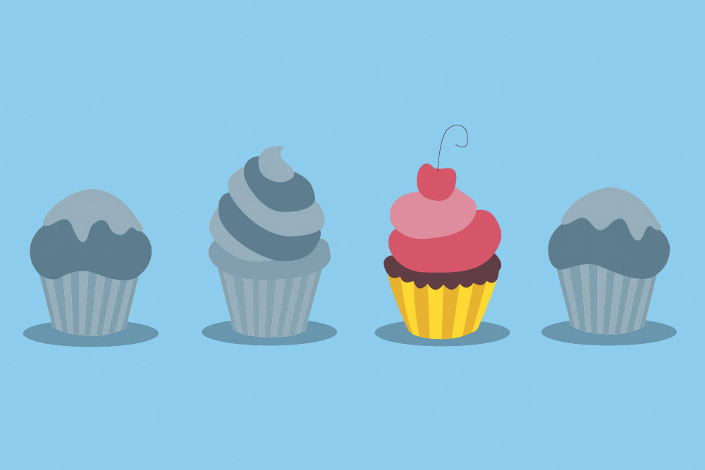 Ein Cupcake sticht durch seine leckere Optik seine Konkurrenz aus – was unterscheidet Sie?